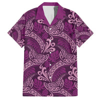 Royal Purple Monstera Family Matching Tank Maxi Dress and Hawaiian Shirt Polynesian Tribal Pattern LT01 Dad's Shirt - Short Sleeve Purple - Polynesian Pride