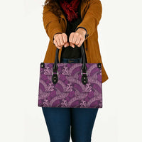 Royal Purple Monstera Leather Bag Polynesian Tribal Pattern - Polynesian Pride