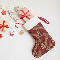 Luxury Red Monstera Christmas Stocking Polynesian Tribal Pattern - Polynesian Pride
