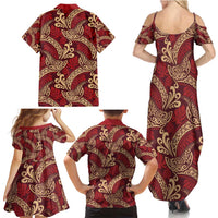Luxury Red Monstera Family Matching Summer Maxi Dress and Hawaiian Shirt Polynesian Tribal Pattern LT01 - Polynesian Pride