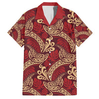Luxury Red Monstera Family Matching Tank Maxi Dress and Hawaiian Shirt Polynesian Tribal Pattern LT01 Dad's Shirt - Short Sleeve Red - Polynesian Pride