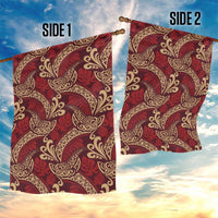 Luxury Red Monstera Garden Flag Polynesian Tribal Pattern - Polynesian Pride