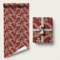 Luxury Red Monstera Wrapping Paper Polynesian Tribal Pattern - Polynesian Pride