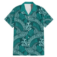 Teal Monstera Family Matching Mermaid Dress and Hawaiian Shirt Polynesian Tribal Pattern LT01 Dad's Shirt - Short Sleeve Teal - Polynesian Pride