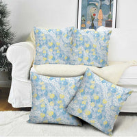 Anthurium Plumeria Lei Pastel Pillow Cover Blue Hawaiian Splendid Palaka