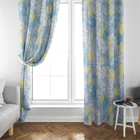 Anthurium Plumeria Lei Pastel Window Curtain Blue Hawaiian Splendid Palaka
