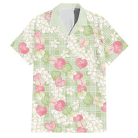 Anthurium Plumeria Lei Pastel Family Matching Tank Maxi Dress and Hawaiian Shirt Green Hawaiian Splendid Palaka LT01 Dad's Shirt - Short Sleeve Green - Polynesian Pride