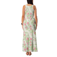 Anthurium Plumeria Lei Pastel Family Matching Tank Maxi Dress and Hawaiian Shirt Green Hawaiian Splendid Palaka LT01 - Polynesian Pride