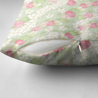 Anthurium Plumeria Lei Pastel Pillow Cover Green Hawaiian Splendid Palaka