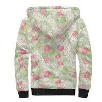 Anthurium Plumeria Lei Pastel Sherpa Hoodie Green Hawaiian Splendid Palaka