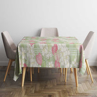 Anthurium Plumeria Lei Pastel Tablecloth Green Hawaiian Splendid Palaka