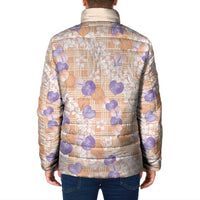Anthurium Plumeria Lei Pastel Padded Jacket Orange Hawaiian Splendid Palaka