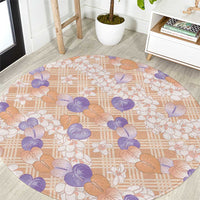 Anthurium Plumeria Lei Pastel Round Carpet Orange Hawaiian Splendid Palaka
