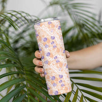 Anthurium Plumeria Lei Pastel Skinny Tumbler Orange Hawaiian Splendid Palaka LT01 - Polynesian Pride