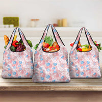 Anthurium Plumeria Lei Pastel Grocery Bag Pink Hawaiian Splendid Palaka