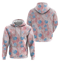 Anthurium Plumeria Lei Pastel Hoodie Pink Hawaiian Splendid Palaka