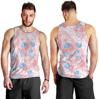 Anthurium Plumeria Lei Pastel Men Tank Top Pink Hawaiian Splendid Palaka