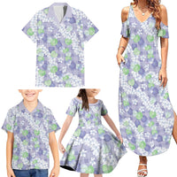 Anthurium Plumeria Lei Pastel Family Matching Summer Maxi Dress and Hawaiian Shirt Purple Hawaiian Splendid Palaka LT01 - Polynesian Pride