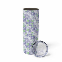 Anthurium Plumeria Lei Pastel Skinny Tumbler Purple Hawaiian Splendid Palaka LT01 - Polynesian Pride