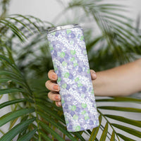 Anthurium Plumeria Lei Pastel Skinny Tumbler Purple Hawaiian Splendid Palaka LT01 - Polynesian Pride