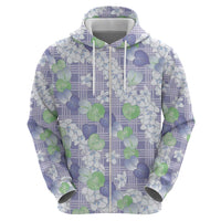 Anthurium Plumeria Lei Pastel Zip Hoodie Purple Hawaiian Splendid Palaka