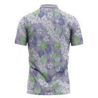 Anthurium Plumeria Lei Pastel Zipper Polo Shirt Purple Hawaiian Splendid Palaka