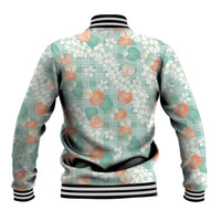 Anthurium Plumeria Lei Pastel Baseball Jacket Teal Hawaiian Splendid Palaka