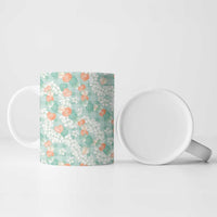 Anthurium Plumeria Lei Pastel Ceramic Mug Teal Hawaiian Splendid Palaka