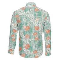 Anthurium Plumeria Lei Pastel Family Matching Long Sleeve Bodycon Dress and Hawaiian Shirt Teal Hawaiian Splendid Palaka LT01 - Polynesian Pride