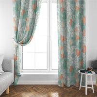 Anthurium Plumeria Lei Pastel Window Curtain Teal Hawaiian Splendid Palaka