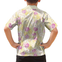 Anthurium Plumeria Lei Pastel Family Matching Off Shoulder Short Dress and Hawaiian Shirt Yellow Hawaiian Splendid Palaka LT01 - Polynesian Pride