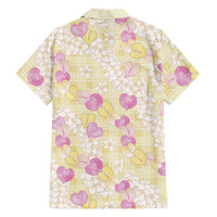 Anthurium Plumeria Lei Pastel Family Matching Short Sleeve Bodycon Dress and Hawaiian Shirt Yellow Hawaiian Splendid Palaka LT01 - Polynesian Pride