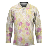 Anthurium Plumeria Lei Pastel Hockey Jersey Yellow Hawaiian Splendid Palaka