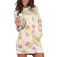 Anthurium Plumeria Lei Pastel Hoodie Dress Yellow Hawaiian Splendid Palaka LT01 Yellow - Polynesian Pride