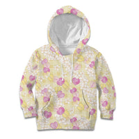 Anthurium Plumeria Lei Pastel Kid Hoodie Yellow Hawaiian Splendid Palaka