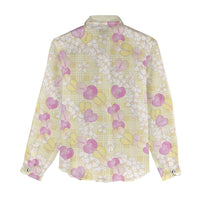 Anthurium Plumeria Lei Pastel Women Casual Shirt Yellow Hawaiian Splendid Palaka LT01 - Polynesian Pride
