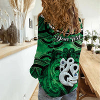 Personalised Maori Matariki Manaia Kakariki Women Casual Shirt Maori Kowhaiwhai Pattern Galaxy LT01 - Polynesian Pride
