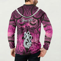 Personalised Maori Matariki Manaia Mawhero Button Sweatshirt Maori Kowhaiwhai Pattern Galaxy