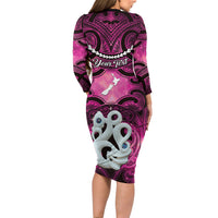 Personalised Maori Matariki Manaia Mawhero Family Matching Long Sleeve Bodycon Dress and Hawaiian Shirt Maori Kowhaiwhai Pattern Galaxy LT01 - Polynesian Pride