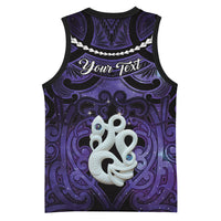 Personalised Maori Matariki Manaia Waiporoporo Basketball Jersey Maori Kowhaiwhai Pattern Galaxy