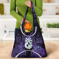 Maori Matariki Manaia Waiporoporo Grocery Bag Maori Kowhaiwhai Pattern Galaxy