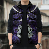 Personalised Maori Matariki Manaia Waiporoporo Sleeveless Puffer Jacket Maori Kowhaiwhai Pattern Galaxy