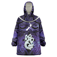Personalised Maori Matariki Manaia Waiporoporo Wearable Blanket Hoodie Maori Kowhaiwhai Pattern Galaxy LT01 One Size Purple - Polynesian Pride