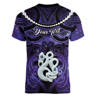 Personalised Maori Matariki Manaia Waiporoporo Women V-Neck T-Shirt Maori Kowhaiwhai Pattern Galaxy LT01 - Polynesian Pride
