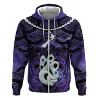 Personalised Maori Matariki Manaia Waiporoporo Zip Hoodie Maori Kowhaiwhai Pattern Galaxy