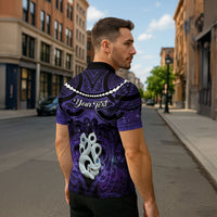 Personalised Maori Matariki Manaia Waiporoporo Zipper Polo Shirt Maori Kowhaiwhai Pattern Galaxy
