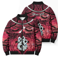 Personalised Maori Matariki Manaia Whero Bomber Puffer Jacket Maori Kowhaiwhai Pattern Galaxy
