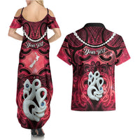 Personalised Maori Matariki Manaia Whero Couples Matching Summer Maxi Dress and Hawaiian Shirt Maori Kowhaiwhai Pattern Galaxy LT01 - Polynesian Pride