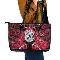 Maori Matariki Manaia Whero Leather Tote Bag Maori Kowhaiwhai Pattern Galaxy
