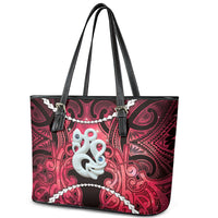Maori Matariki Manaia Whero Leather Tote Bag Maori Kowhaiwhai Pattern Galaxy